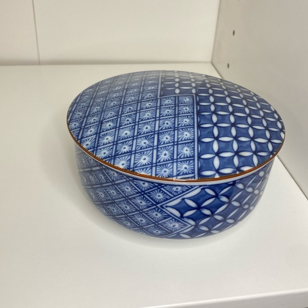 💙Fitz & Floyd trinket/jewelry/powder box w lid vintage porcelain occupied Japan